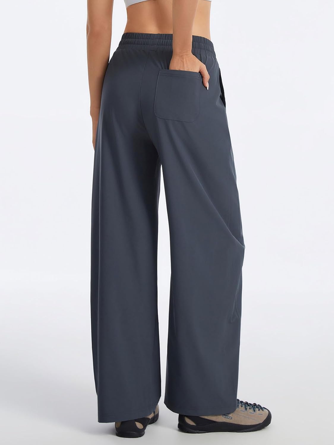 Womens Barrel Pants Baggy Wide Leg Travel Pants Quick Dry Lightweight Hiking Golf Work Casual Trousers with Pockets