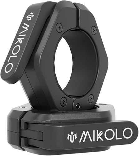 Mikolo Barbell Clamps,2-Inch Olympic Barbell Clips with Anti-Slip TPR Lining and Quick Release for Home and Gym Use(Magnetic Black)