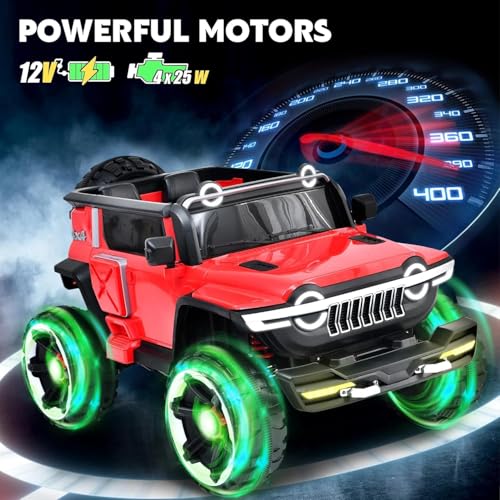 Image of KAWAII KIDS Battery Operated 4x4 Electric Car for Kids, 2-Seater Ride-On SUV with Parent Remote Control, Bluetooth, USB Music, 70kg Weight Capacity, Age 1-10 Years (1166,Red)