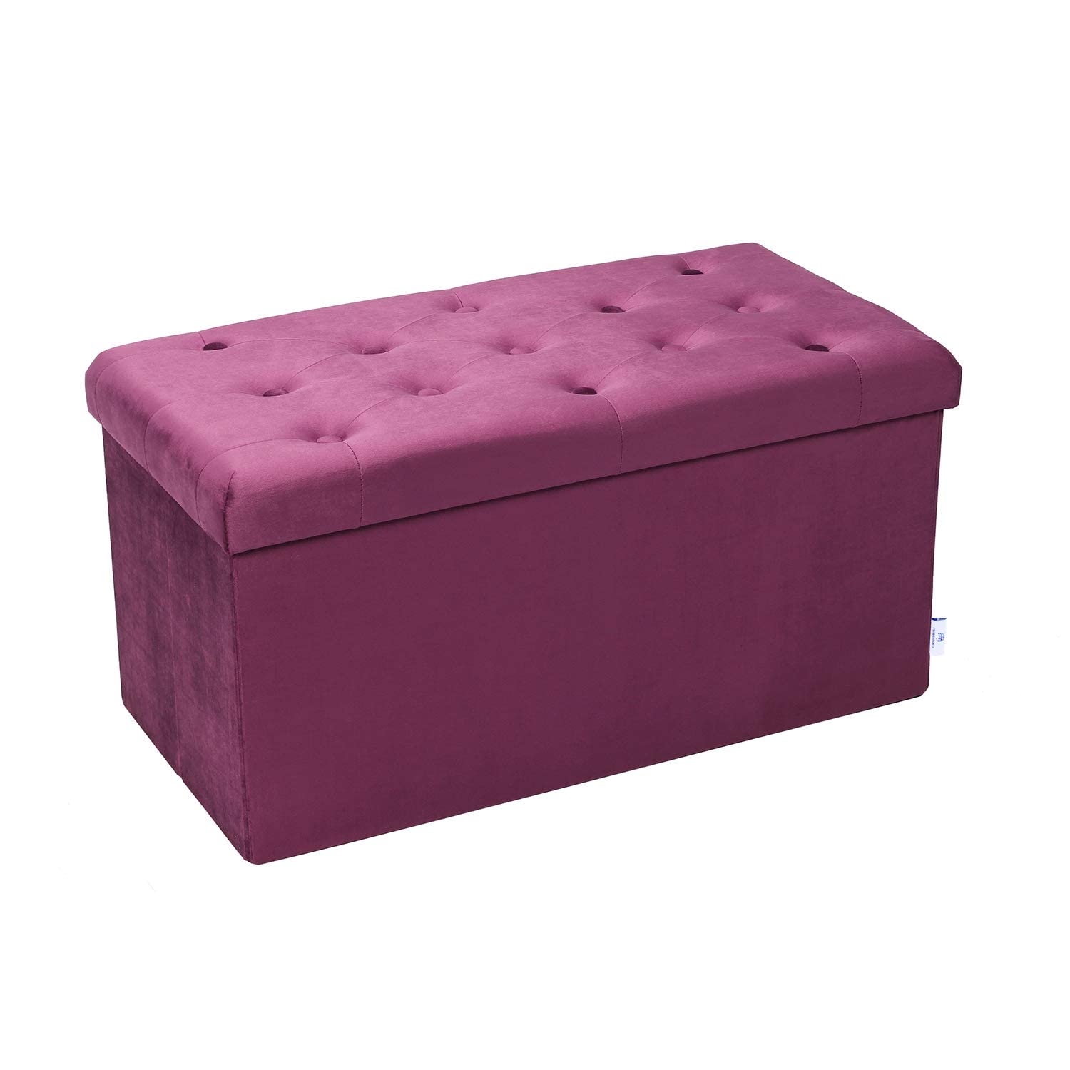 B FSOBEIIALEO Folding Storage Ottoman, Long Shoes Bench, Velvet Footrest Stool Seat 31.5"x15.7"x15.7" (Purple, Large)