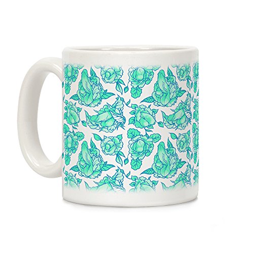 One-Day Sale: Up to 40% Off LookHUMAN Floral Penis Teal White 11 Ounce Ceramic Coffee Mug