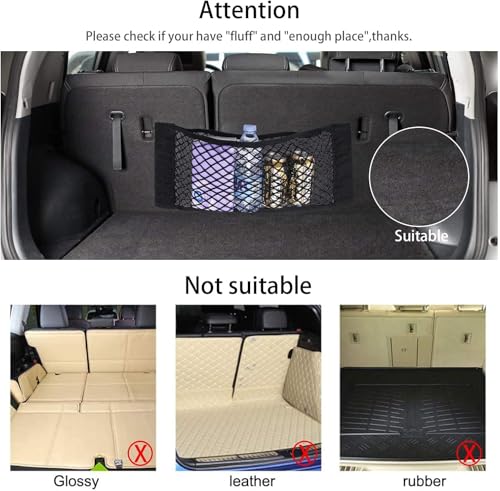 EINESIN Kofferraum Netztasche Auto Gepäcknetz, Universal Kofferraumnetz Schutznetz Elastisch Kofferraum Aufbewahrung Netz Mit Klettverschluss für Auto/SUV Kofferraum Gepäcknetz
