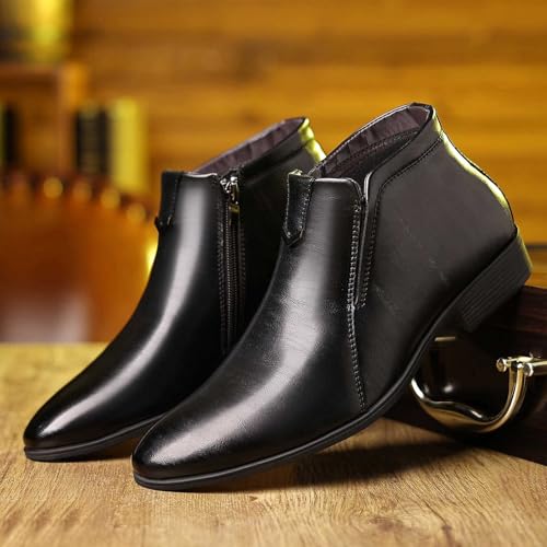 Botines elegantes para hombre con cremallera lateral para eventos y negocios 7