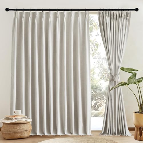 NICETOWN Linen Blend Cream White 100% Blackout Curtains for Living