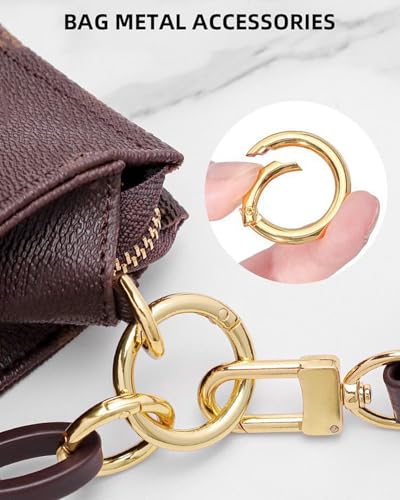 50 Stück Runde Karabiner Schlüsselanhänger, 23.5mm Schlüsselring Feder-O-Ringe, Spaltring Druckknopf Clip für Schlüsselring Tasche, Geldbörse,Zubehör Karabinerhaken (50, helles Gold)