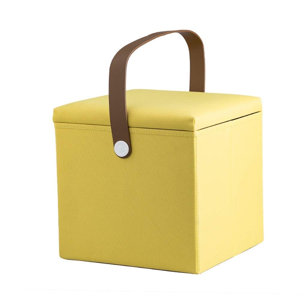 Repose-pieds tissu jaune pouf coffre gain de place pour petits salons
