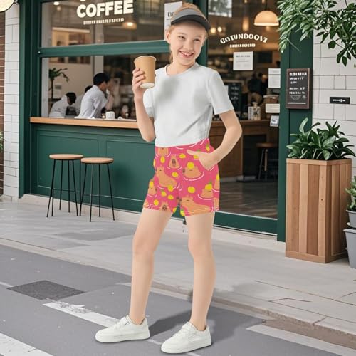 Girls Athletic Shorts Summer Elastic Casual Shorts with Pockets Kids Bottom Sports for Girls 7-15Y3