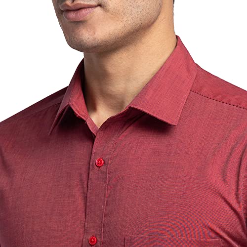 Image of Raymond Men's Pure Cotton Fil-A-Fil Pattern Slim Fit Semi Cutaway Collar Full Sleeve Formal Shirt
