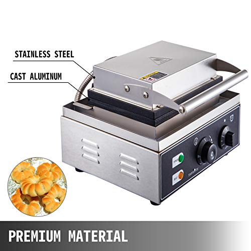 VBENLEM 110V Commercial Donut Machine Plum Flower 5 Holes Double-Sided Heating 50-300℃, Electric Doughnut Maker 1500W, Non-stick Waffle Iron Teflon-Coating Professional Kitchen (Depth:0.55\",Dia:2.95\")