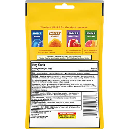 Halls Relief Honey Lemon Sugar Free Cough Drops, 25 Drops #TOP5