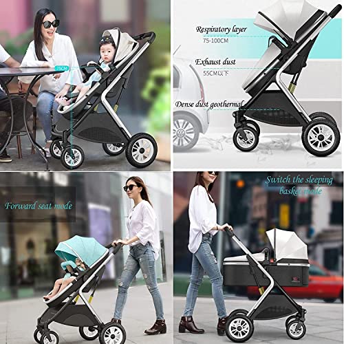 YDoo Doppel-Kinderwagen nebeneinander, Tandem für Säuglinge und Kleinkinder, Faltbarer Hochlandschafts-Stoßdämpfungs-Regenschirm, Zwillings-Kinderwagen, mit Verstellbarer Rückenlehne, Zubehör, Br
