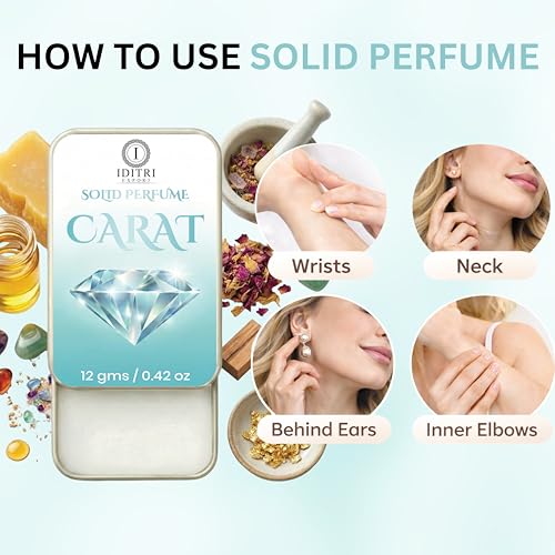 Image of IDITRI EXPORT Solid Perfume |Rose & Oud&Carat Alcohol Free Wax Perfume Balm, Long Lasting | Pocket Tin 12g, Pack Of 2| Non Greasy Smooth Glide, Travel Friendly Men And Women