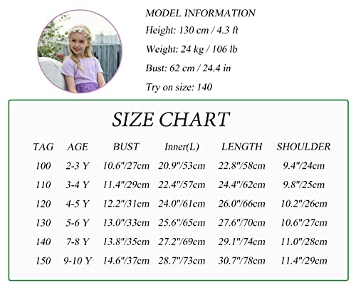 Marchrol Toddler Girls Dress Short Sleeve Tulle Mesh Tunic Cotton Playwear Casual Dresses, Purple, Size 4-5 Years = Tag 120 #TOP5