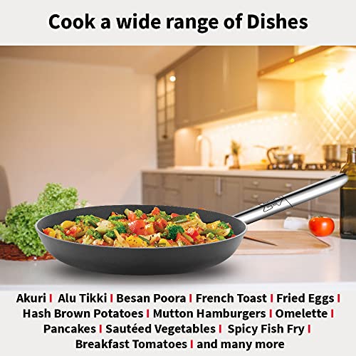 Image of Hawkins Futura 30 cm Frying Pan, Non Stick Fry Pan with Stainless Steel Handle, Induction Frying Pan, Big Black (INFS29)