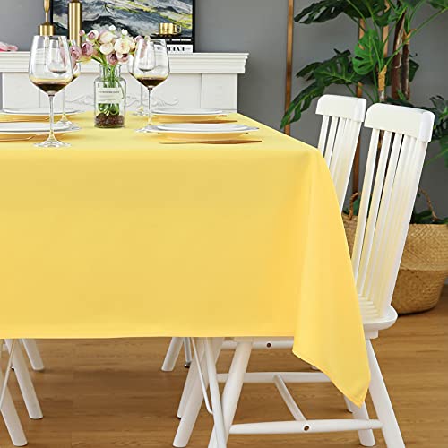 Image of FOLINS&HOME Yellow Rectangle Tablecloth 52 x 70 Inch Waterproof Table Cloth