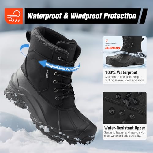 Men's Snow Boots Insulated Waterproof Lightweight Winter Boots Slip Resistant Duck Boots for Men4