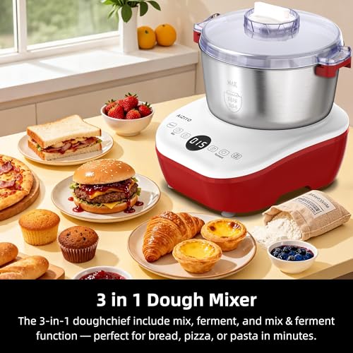 Image of AIZIYO DoughChief, 5.3QT Dough Mixer, Dough Maker with Ferment Function, Touch Panel Control, 304 Stainless Steel Bowl, Removeable lid, Dough Proofing Box for Pizza, Bread, Pasta & Mochi