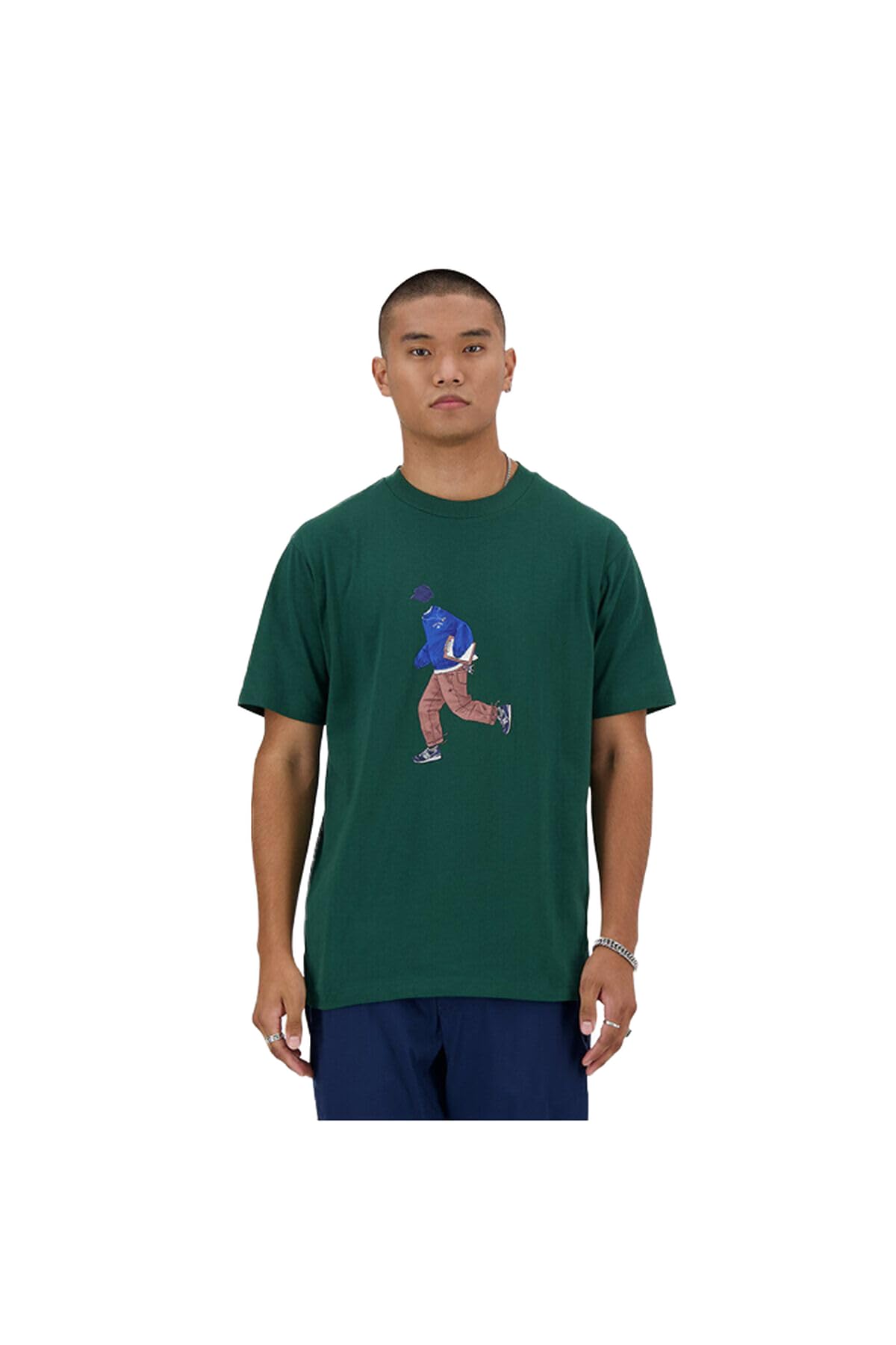 New Balance t-shirt bawełniany męski kolor zielony z nadrukiem MT41579NWG