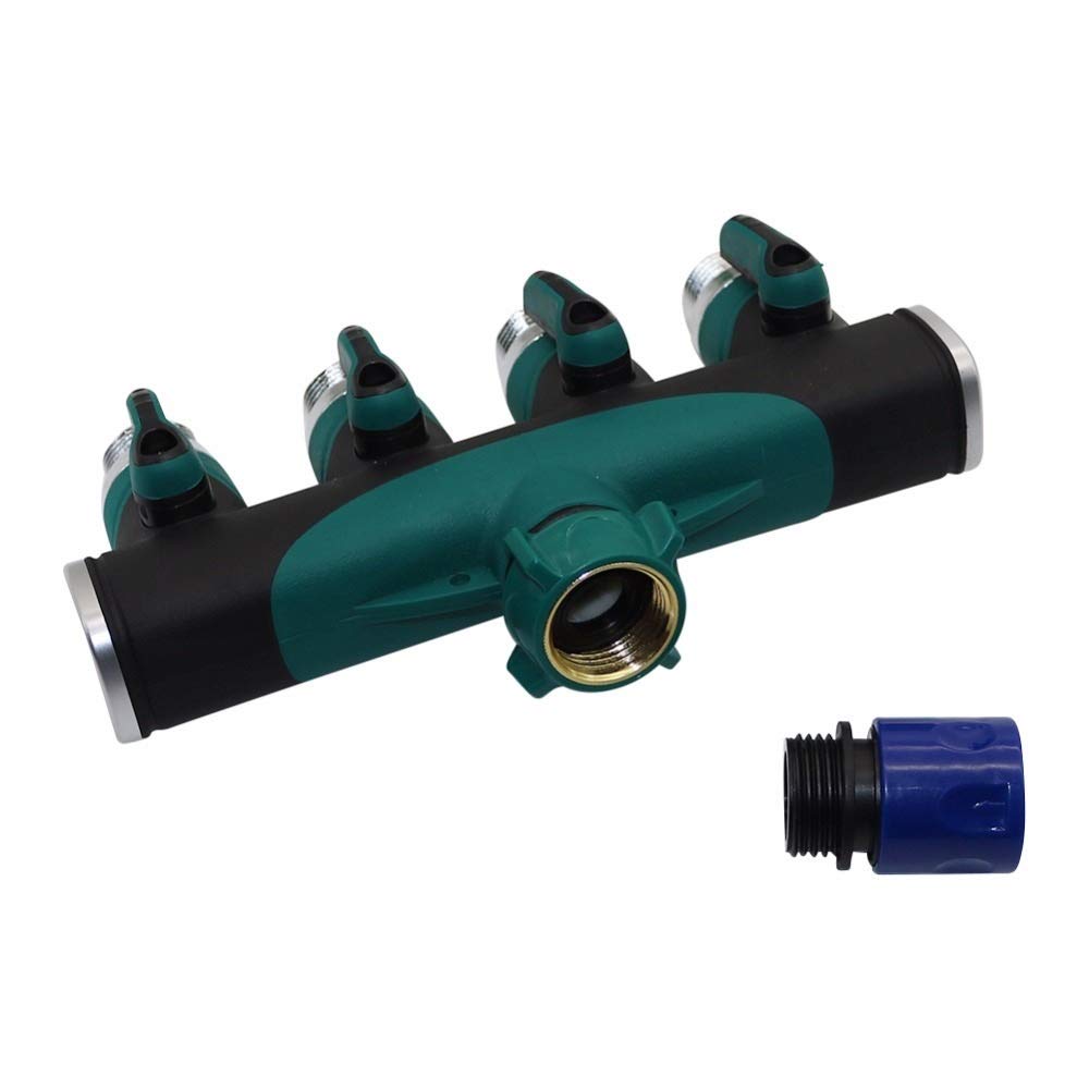 Conectores divisores de 4 vías de 3/4" con válvula for conexión de agua por aspersión, conexión de manguera de 4/7 mm y 8/11 mm, rosca estándar estadounidense, accesorios for agricultura y agua for ja