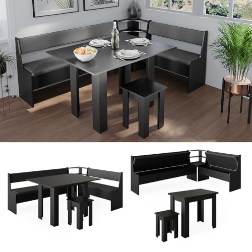 Vicco Gruppo Panca Ad Angolo Roman, Nero, 150 X 210 Cm Con Tavolo - 2