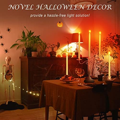 Yme 10pcs LED Ivory Taper Candles with Timer and Remote, Plastic Window Candles with Warm White Light Battery Operated for Candlesticks Wedding Halloween Christmas Decoration