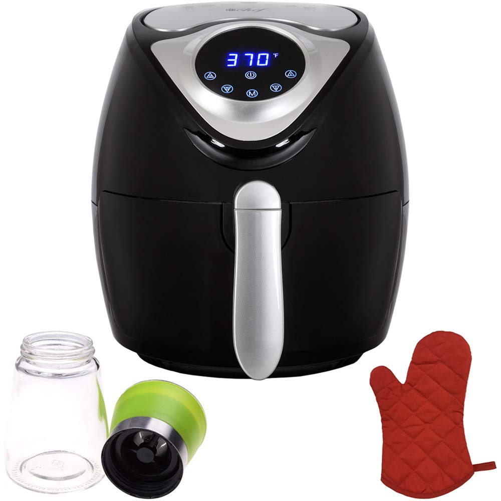 Deco Chef3.7QT Electric Oil-Free Digital Air Fryer for Healthy Frying (DAIRFR) w/Oven Mitt Heat Resistant and Spice Mill