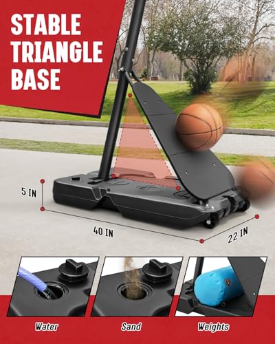 Image of Seray Basketball Hoop 40Inch Shatterproof Backboard, 3.4-10FT Height Adjustable, Rust-Resistant Poolside Goal with Rebounder, Portable Court for Kids Teens Adults, Indoor & Outdoor 18 inch Steel Rim