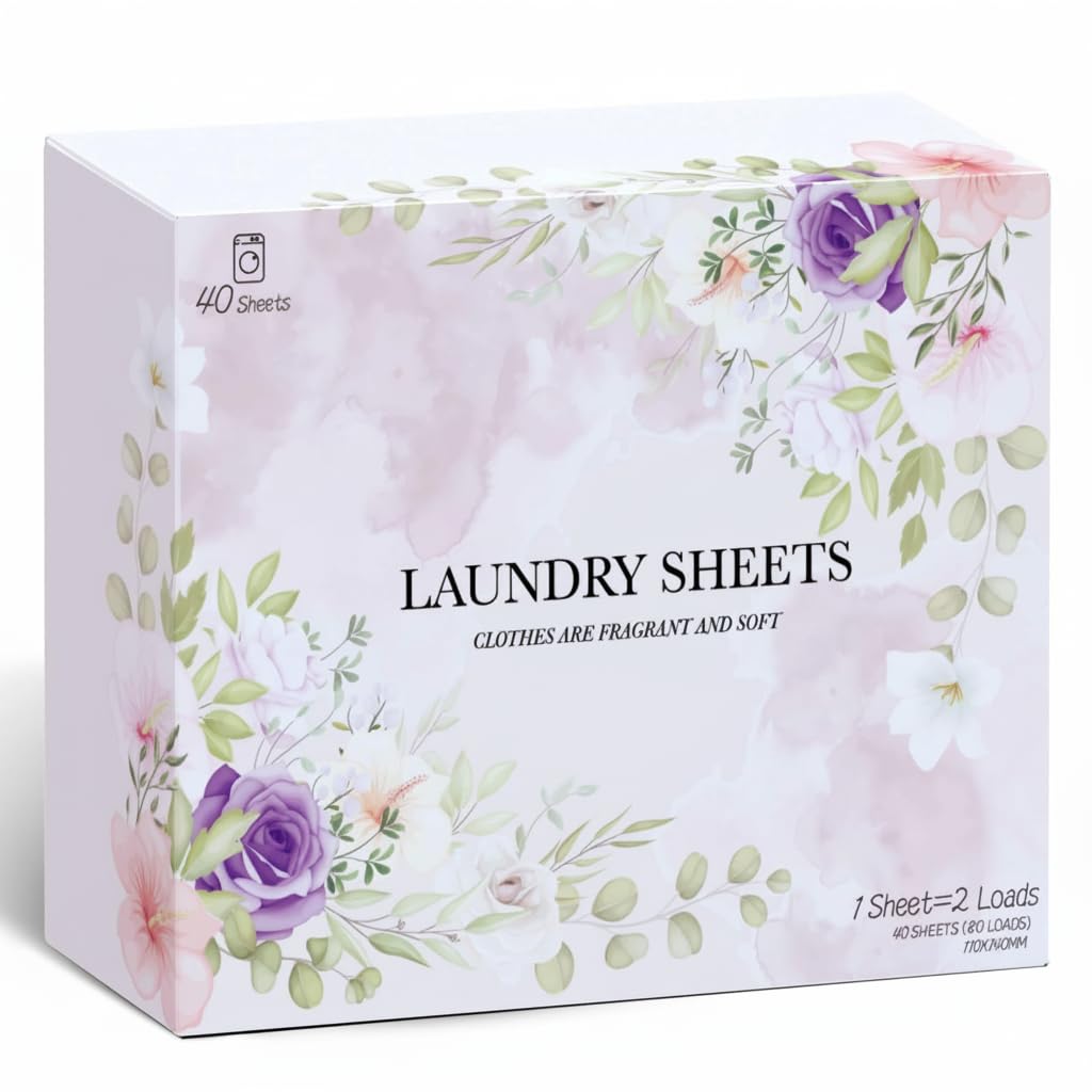 Azonee Laundry Tablets Jasmine Scent, Up to 80 Washes, (40 Sheets) Eco-Friendly Laundry Soap Tablets - Liquid-Free, Travel-Friendly, Plastic-Free and Hypoallergenic, Biodegradable
