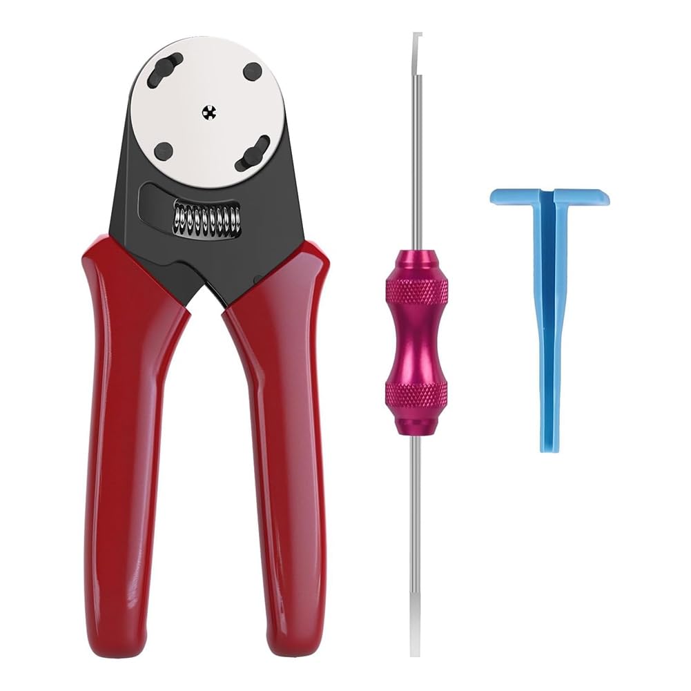 Bumdenuu As Shown For Deutsch Closed Barrel Crimper, 4-Way Solid Barrel Contact Crimping Tool (Awg 14-20)