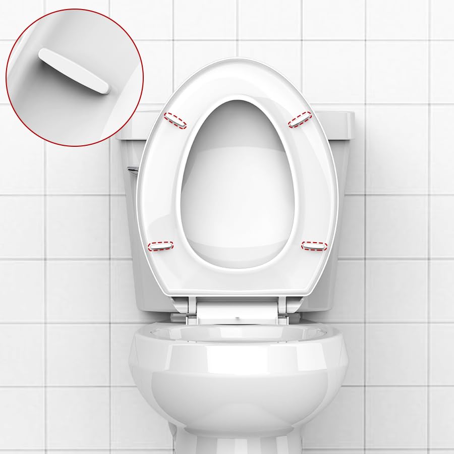 Elongated Toilet Seat, Soft-Slow Close, 19 Inch Elongated Toilet Seat For Elongated Toilets, Quiet-Close Lid And Seat, Easy To Install And Clean, Never Loosen, White