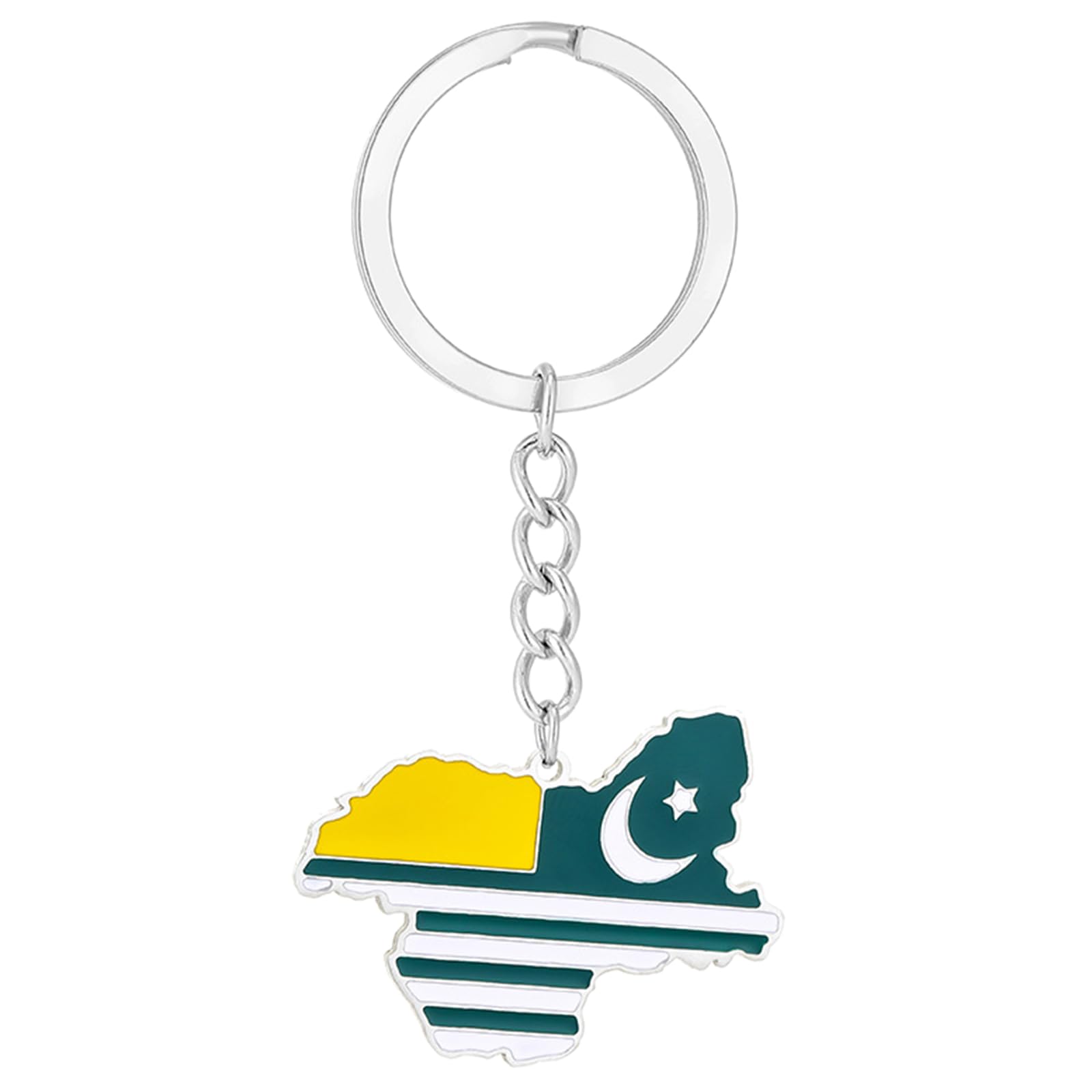 Gaointell Men's Silver Versatile Kashmir Map Keychain Culture Keyrings Kashmir Map Key Holder Perfect For Travelers And Keychain Collectors