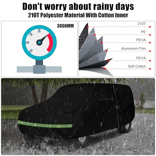 Image of Waterproof Car Cover Replace for 1973-2006 Chevy Suburban /GMC Yukon XL /Cadillac Escalade ESV, 6 Layers All Weather Car Cover with Zipper Door for Snow Rain Dust Protection