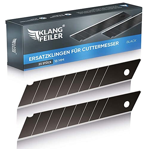 Klangfeiler® 25 Cuchillas cutter - 18mm - Negra - cuchilla desyerbadora - cúter profesional cuchillo Cover