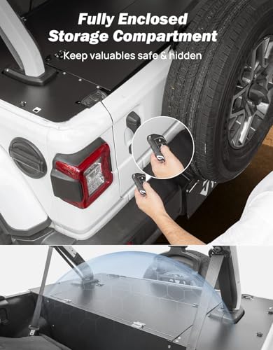 Image of JOYTUTUS Trunk Security Deck Enclosure for 2018-2023 Wrangler JL 4-Door | Molle Panel & Hydraulic Lift | No-Drill Theft-Proof Storage Cover