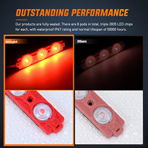 Image of Nilight 8PCS Truck Pickup Bed Light 24LED Red Cargo Rock Lighting Kits with Switch for Van Off-Road Under Car Side Marker Foot Wells Rail