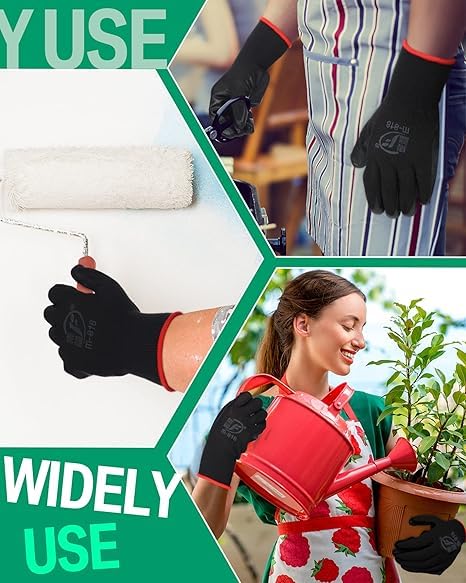 Image of Nylon Heavy Duty Coated Work Gloves For Industrial | Gardening | Agricultural |Cleaning. (Black (PU Coated), Pack of 5 Pairs)