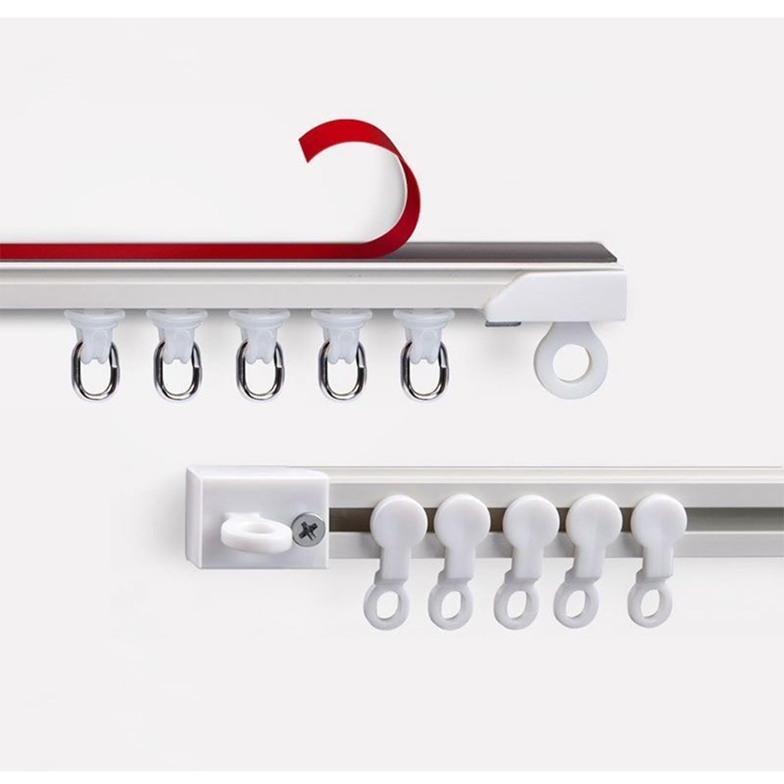 Self Adhesive Curtain Track Set, Rust-Resistant Curtain Rail, Ceiling and Wall Mount, No Drilling, Screws Or Tools Ceiling Track, Easy To Install Curtain Track System with Pulleys and End Cap(Wall,4.6