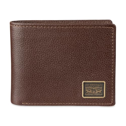 Levi's Men's Ornament Passcase Wallet with Bill Divider, Brown, One Size