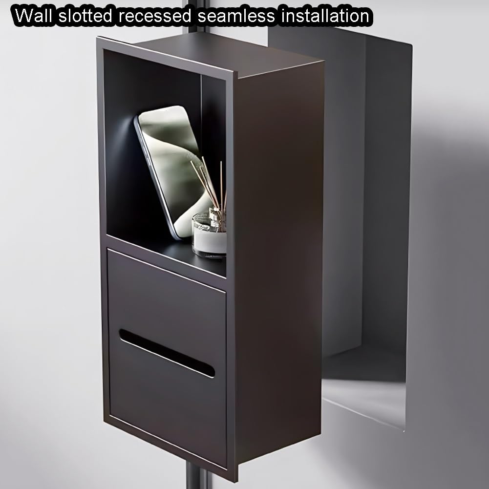Genérico Portarrollos de Papel higiénico de Acero Inoxidable - Dispensador de Rollos de baño sobre encimera con repisa de Ducha empotrada y Organizador de cepillos de baño - Diseño Gris Que Ahorra es