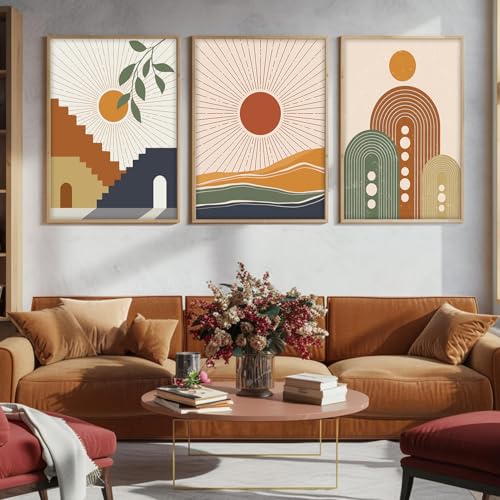 Image of BANGERZ Wall Art Painting Boho Artwork Living Room and Bedroom Frames Decor, Office and Framed Hotel Decoration Big Size Set of 3 (Artwork 3, 13x19 inch)