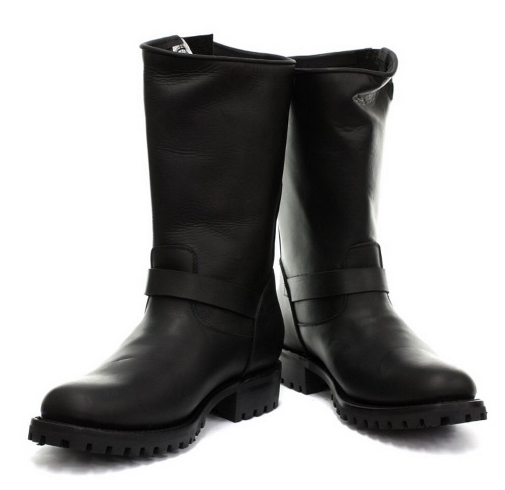 Grinders Ingenieur Wild One Herren westlichen Kampflederschnalle Motorradfahrer Schwarz Stiefel