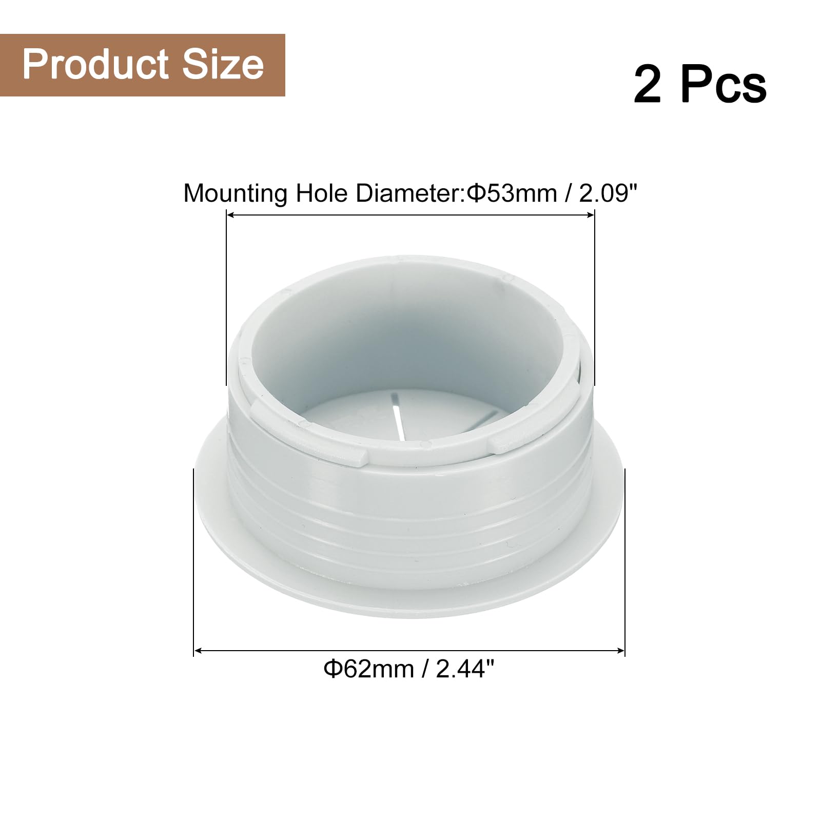 uxcell 2 Pcs Desk Grommet, 2.09 inch 53mm Desk Cable Hole Cover Wire Hole Insert for Home Office Table Cabinet Cord Organizer, Gray