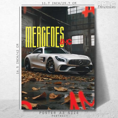 Image of Live Mad Live Crazy Mercedes-AMG GT Portrait Single Wall Paper Poster, A3 Size, 16.5L X 11.7W Inches Unframed Art Prints - Home, Bedroom, Living Room & Decor - Aesthetic, Matt Finish, Frame Not Included
