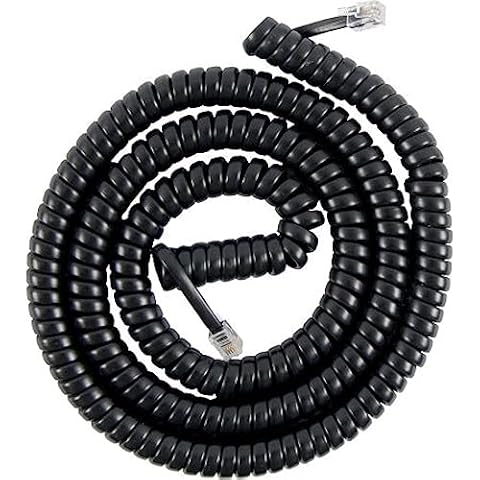 25' Feet Black Coiled Telephone Phone Handset Cable Cord by Bistras Cover
