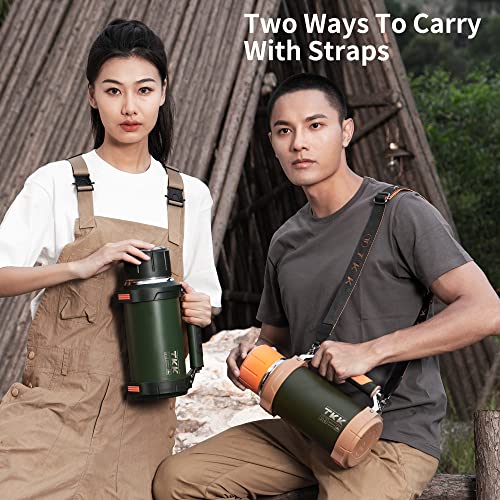 Large Coffee Thermos For Hot Drinks Stainless Steel Thermos 2Qt 64Oz Vacuum Insulated Bottle With Cup Handle Keeps Liquids Hot And Cold For Up To 24 For Outdoor Gathering Camping #TOP3