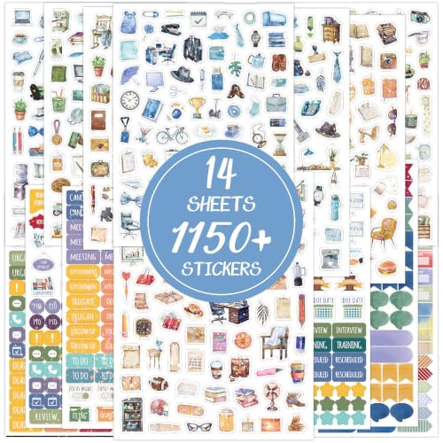 Image of 1150pcs+ Office Planner Stickers Book Working Planner Sticker for Office Workers Adults Multicolor Waterproof Sticker for Laptop Kindle Computer Scrapbook Vision Board