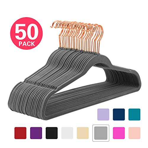MIZGI Premium Velvet Hangers (Pack of 50) Heavyduty - Non Slip - Velvet