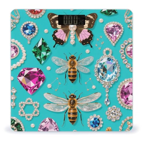 Báscula de baño digital con diseño Jewel Insect y pantalla LED miniatura 1