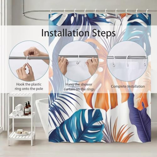 Rideau douche Monstera Deliciosa 120x200 en polyester lavable