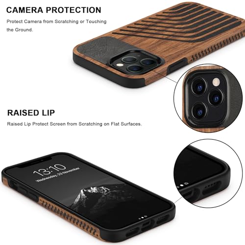 Coque iPhone 12 Pro Max ajustement précis carbone et bois véritable